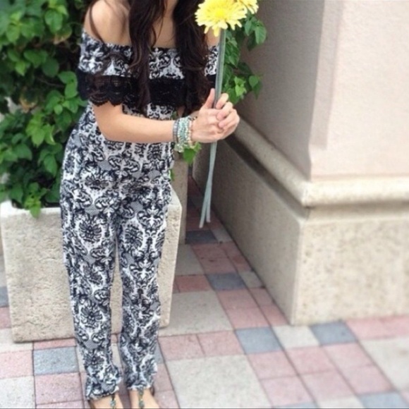 LF boho print off shoulder jumpsuit - Picture 2 of 7